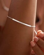 Silver Curved Skinny Bar Personalised Message Bracelet