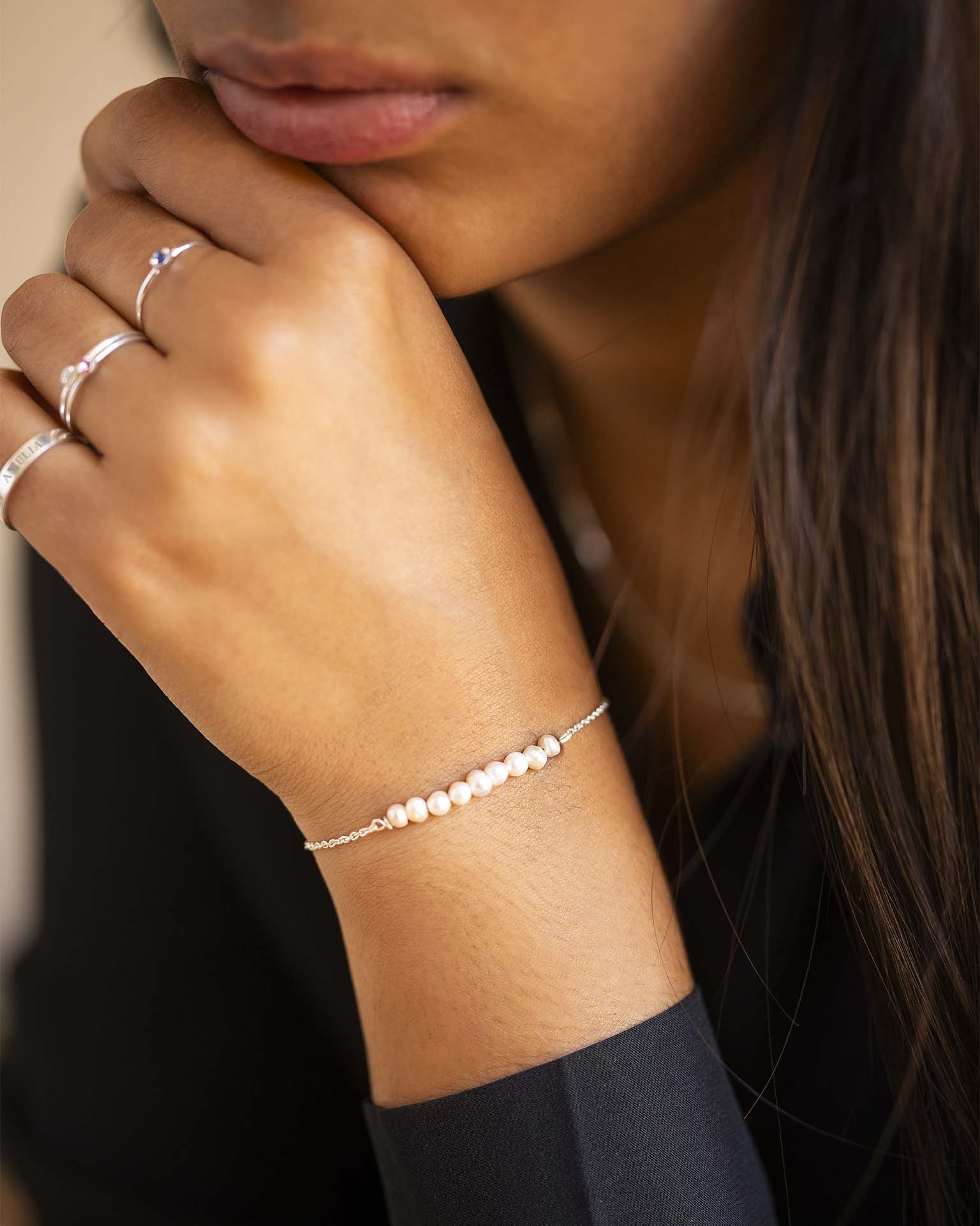 Silver Anja Pearl Bracelet
