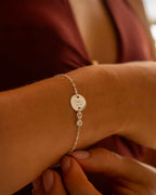 Silver Disc And Micro Birthstone Personalised Bracelet