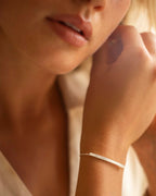 Silver Hidden Message Curved Skinny Bar Personalised Bracelet