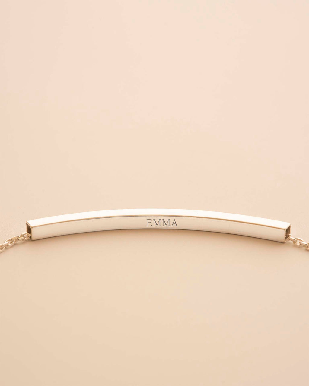 Silver Hidden Message Curved Skinny Bar Personalised Bracelet