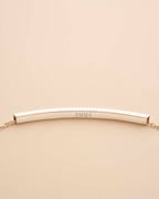 Silver Hidden Message Curved Skinny Bar Personalised Bracelet