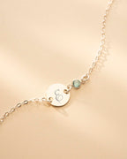 Silver Initial Disc and Birthstone Personalised Bracelet