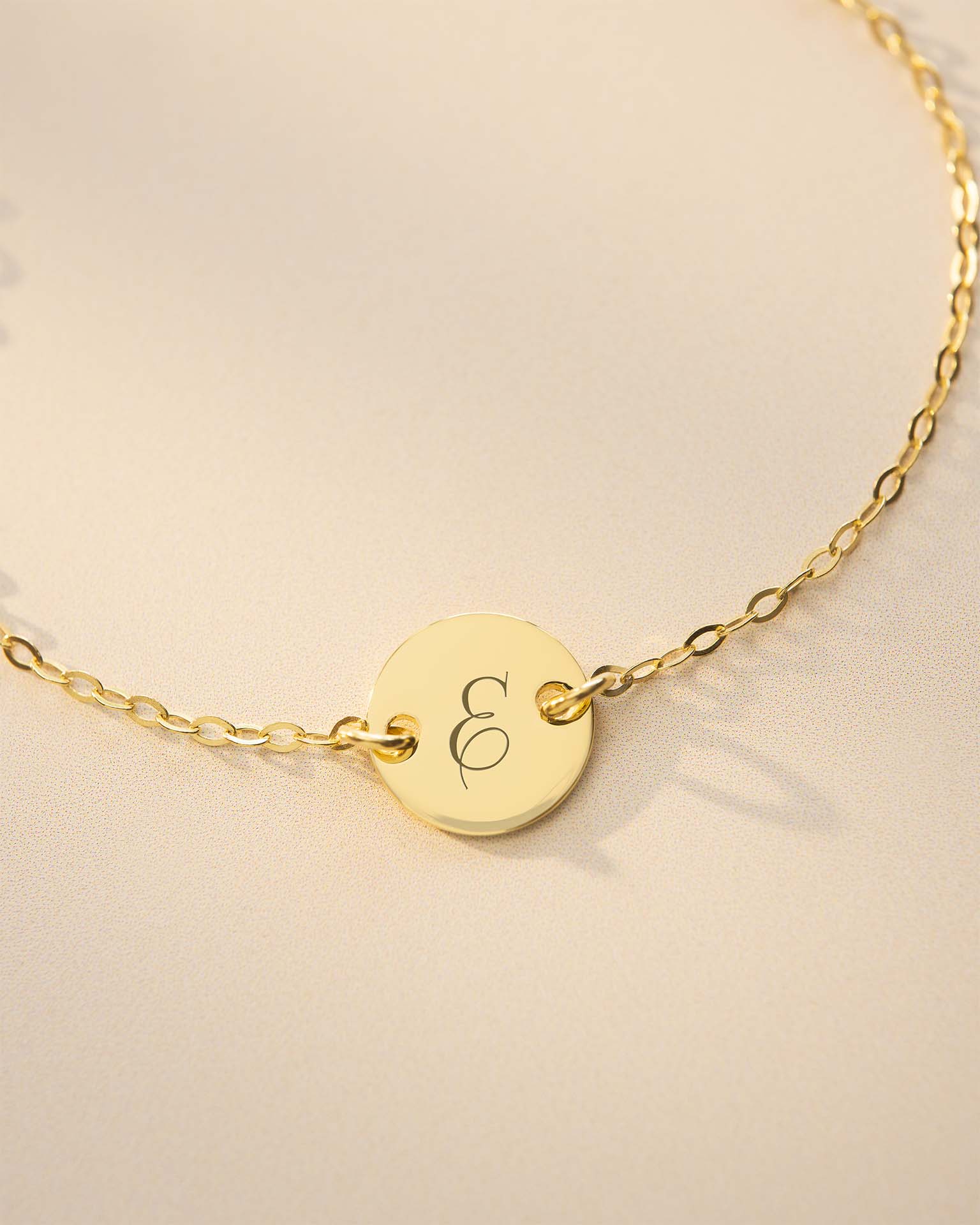 Gold Initial Disc Personalised Bracelet