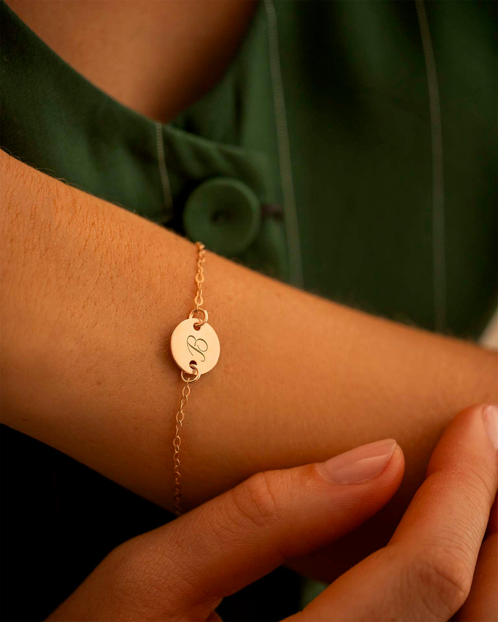 Rose Gold Initial Disc Personalised Bracelet