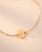 Rose Gold Initial Disc Personalised Bracelet