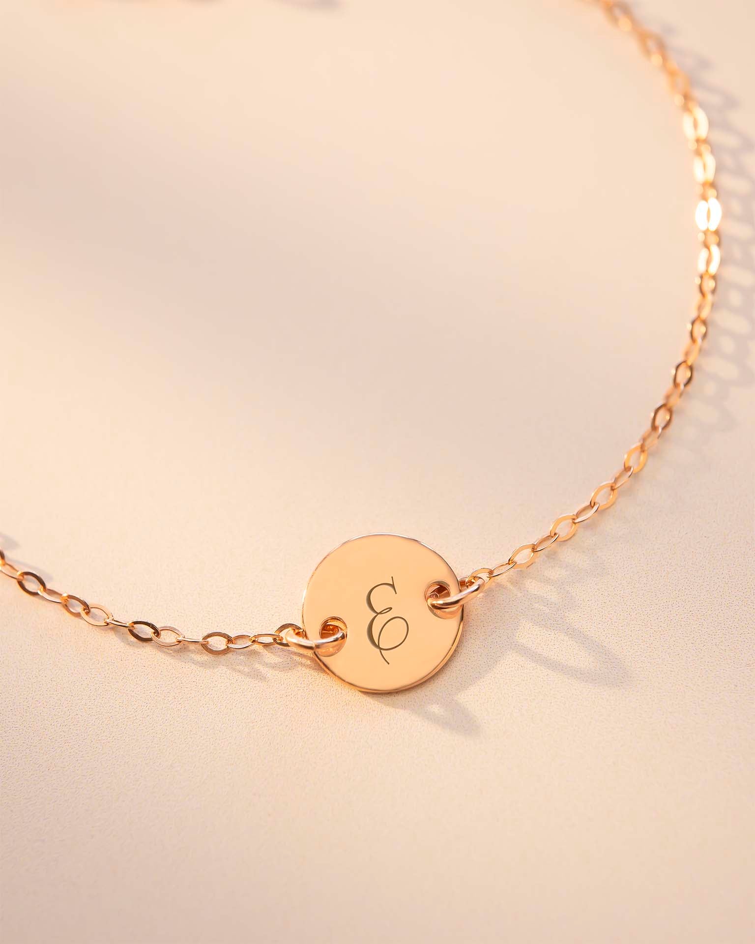 Rose Gold Initial Disc Personalised Bracelet