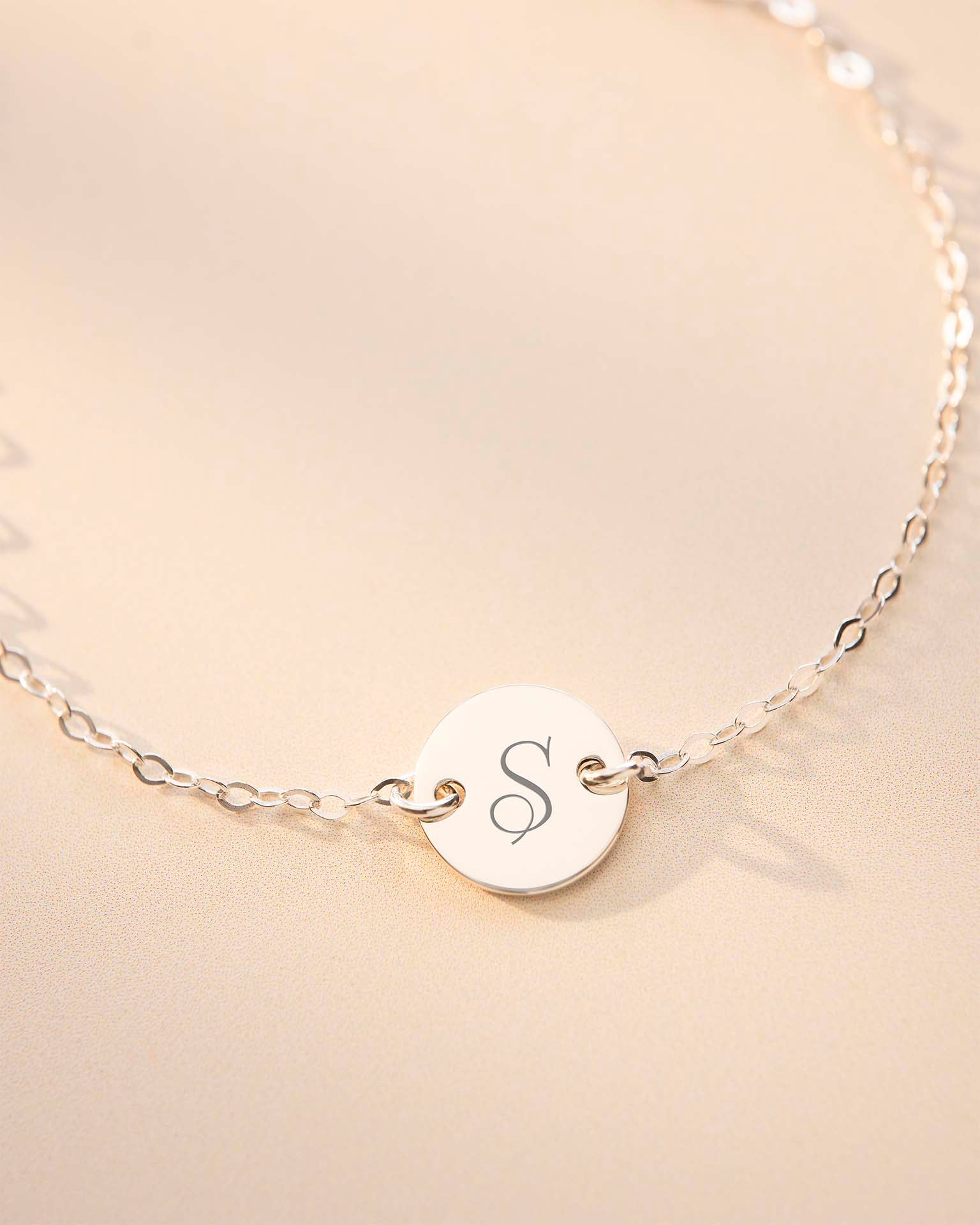 Silver Initial Disc Personalised Bracelet