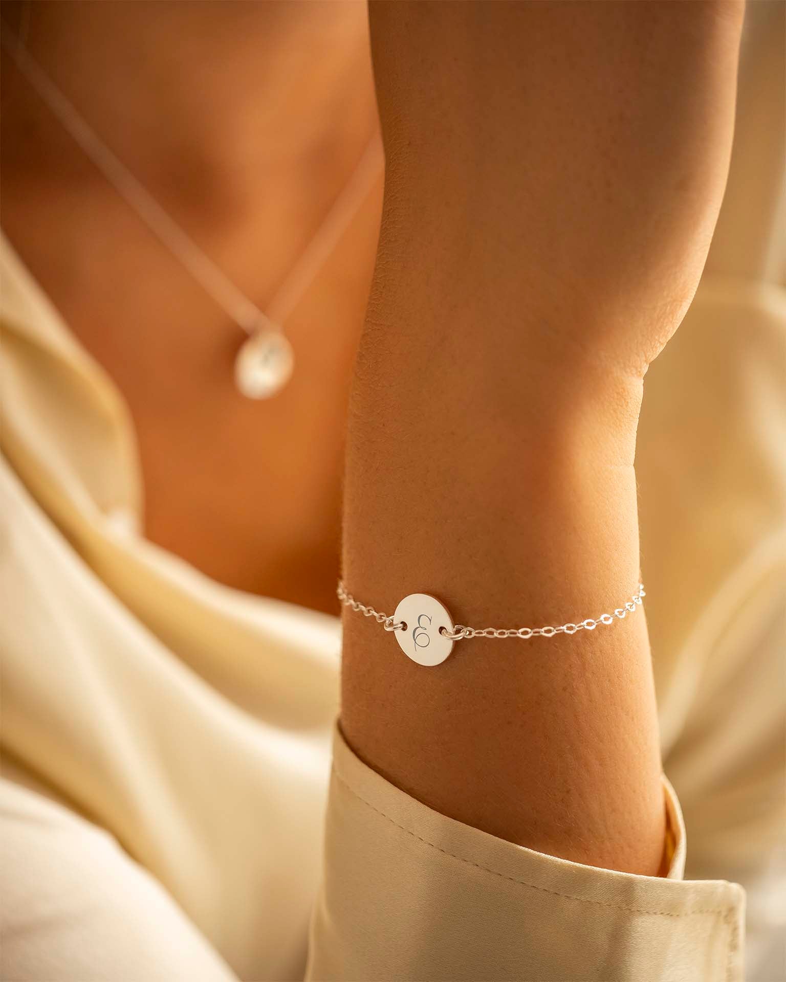 Silver Initial Disc Personalised Bracelet