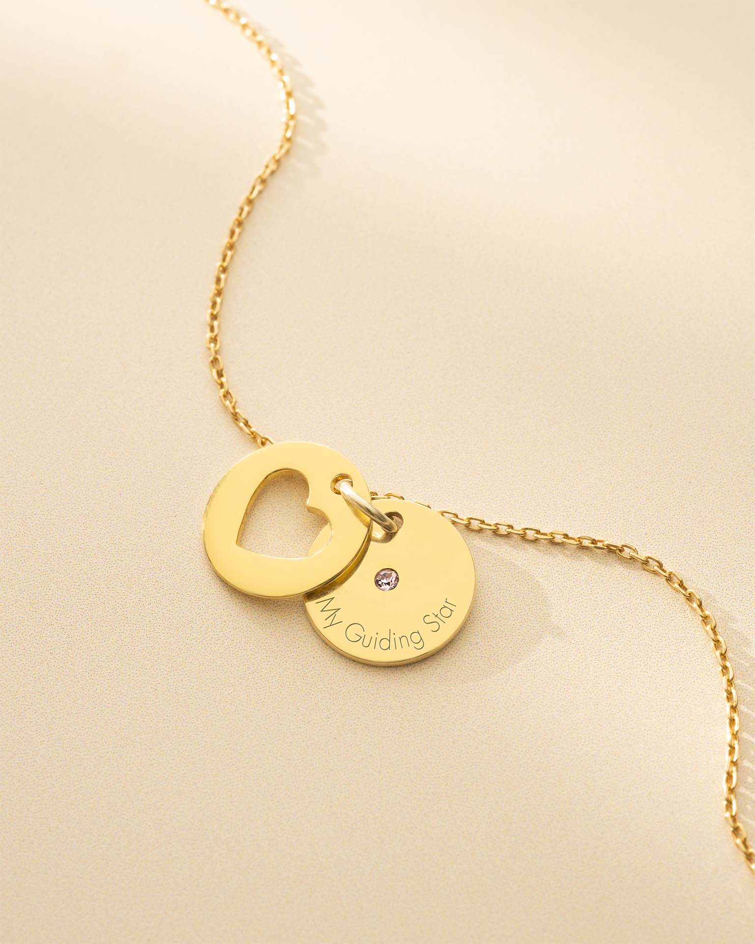 Gold Personalised Secret Message Heart Birthstone Bracelet