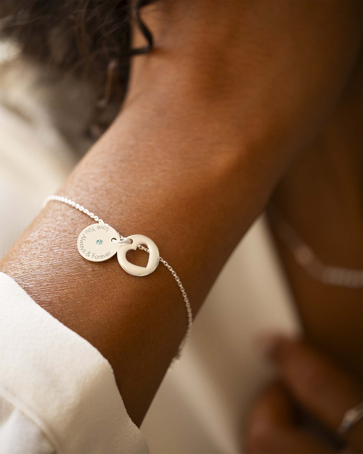 Gold Personalised Secret Message Heart Birthstone Bracelet