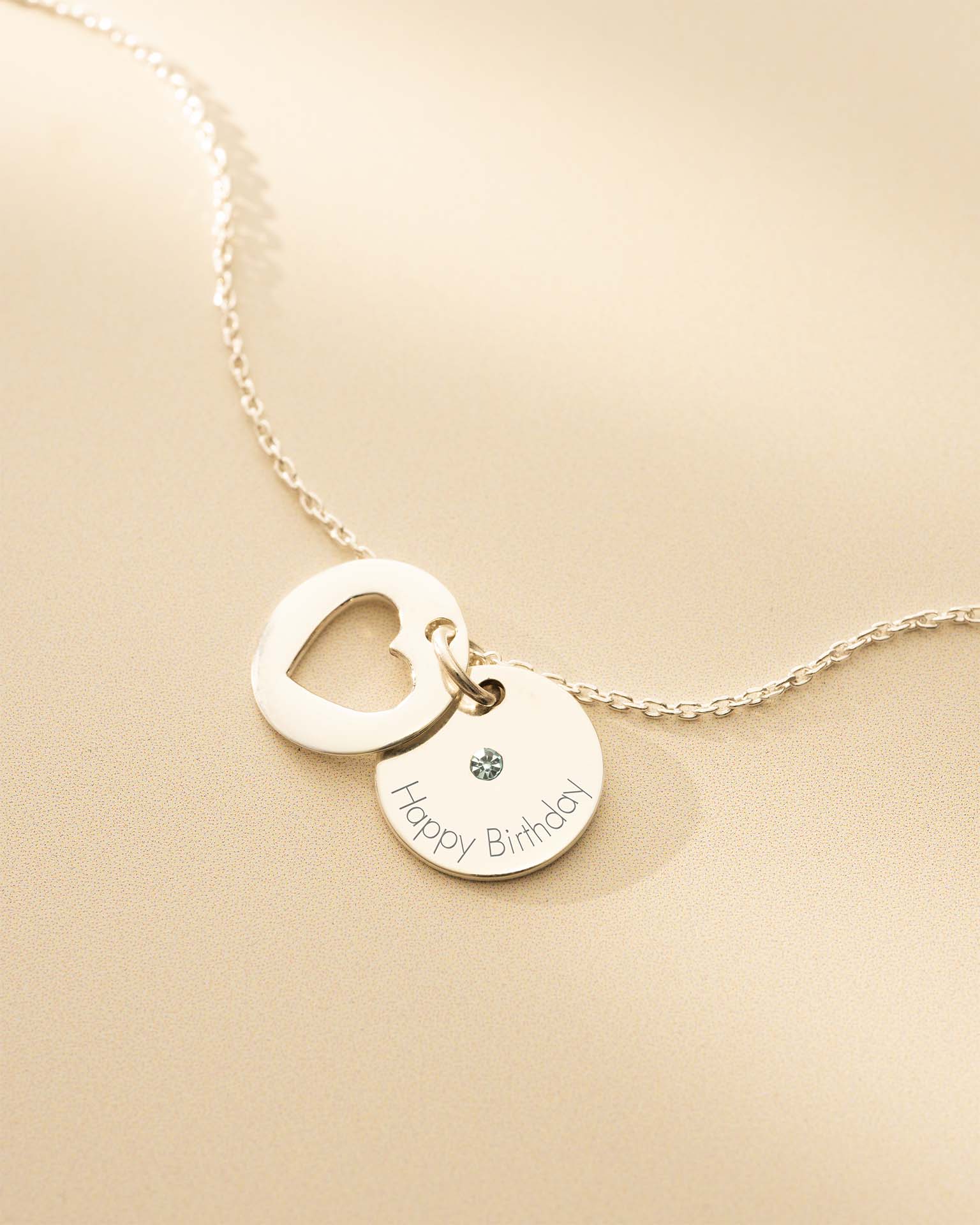 Silver Personalised Secret Message Heart Birthstone Bracelet