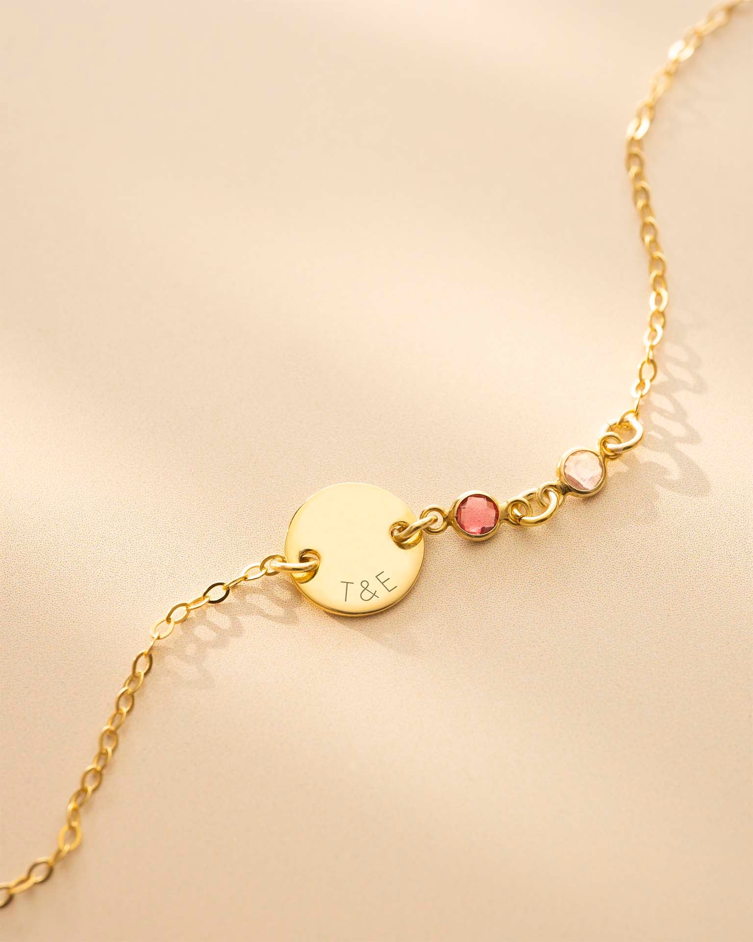Gold Personalised You And Me Birthstone Bracelet