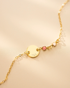 Gold Personalised You And Me Birthstone Bracelet