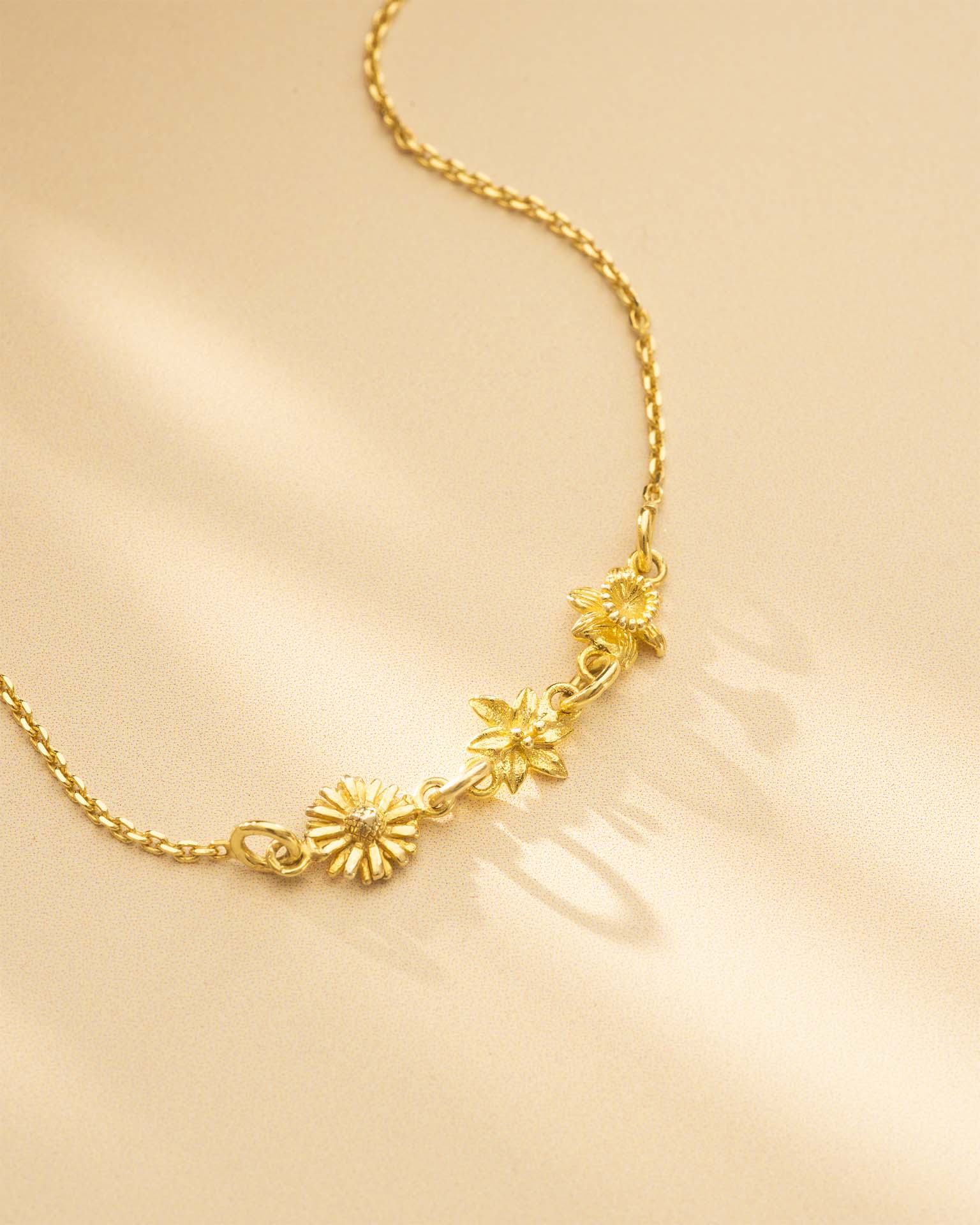 Gold Family Birth Flower Personalised Slider Bracelet