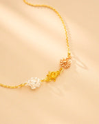 Gold Mixed Metal Family Birth Flower Personalised Slider Bracelet