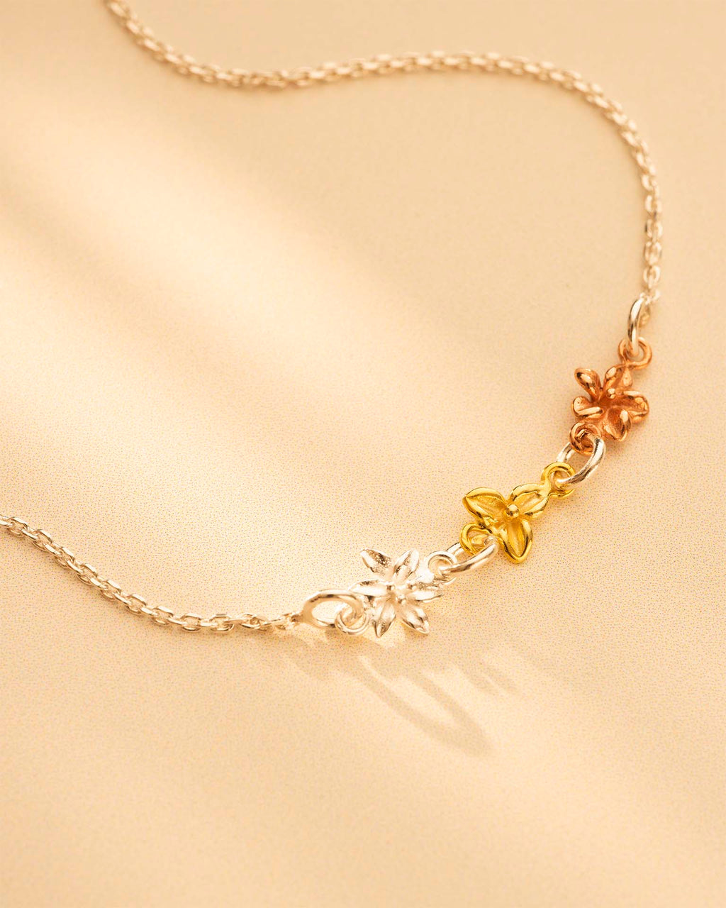 Silver Mixed Metal Family Birth Flower Personalised Slider Bracelet