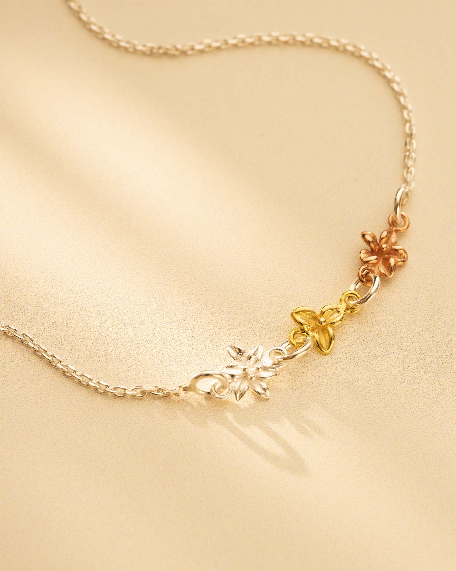 Silver Mixed Metal Family Birth Flower Personalised Slider Bracelet