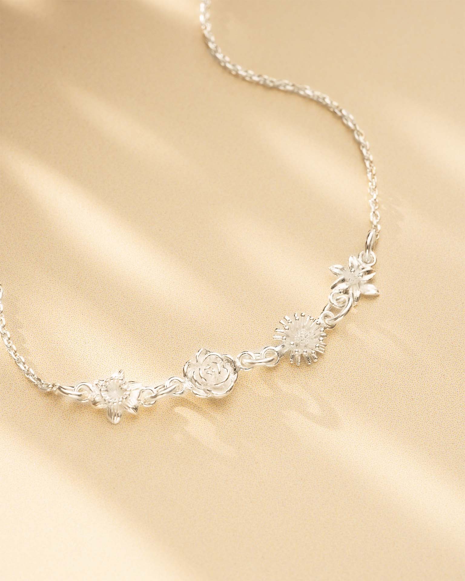 Silver Family Birth Flower Personalised Slider Bracelet