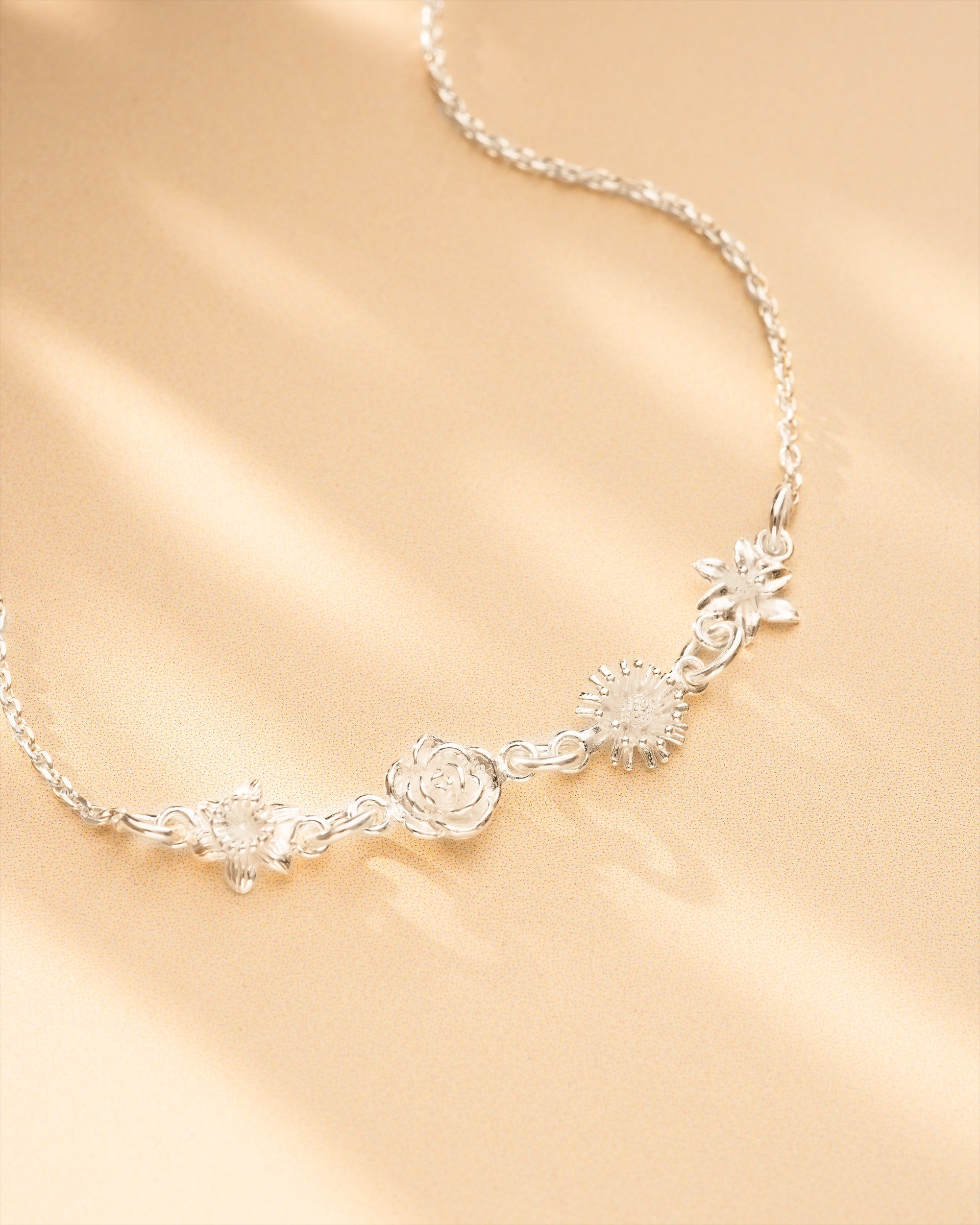 Silver Family Birth Flower Personalised Slider Bracelet