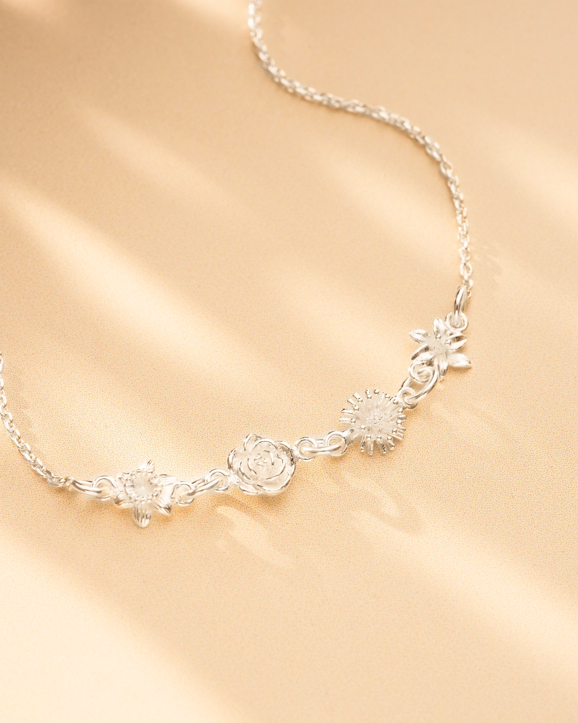 Silver Family Birth Flower Personalised Slider Bracelet