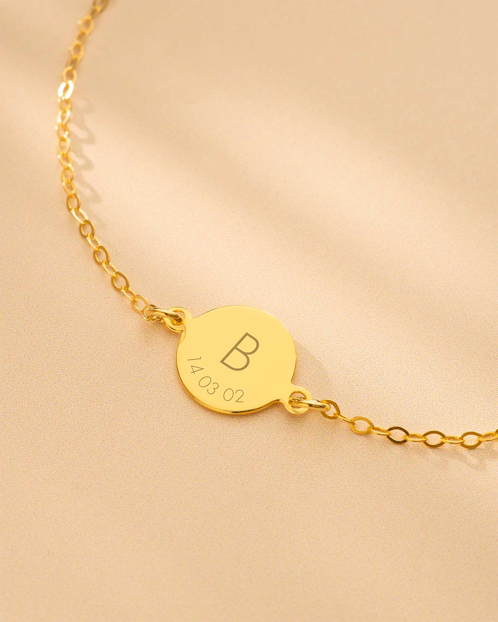 Gold Initial and Date Personalised Bracelet