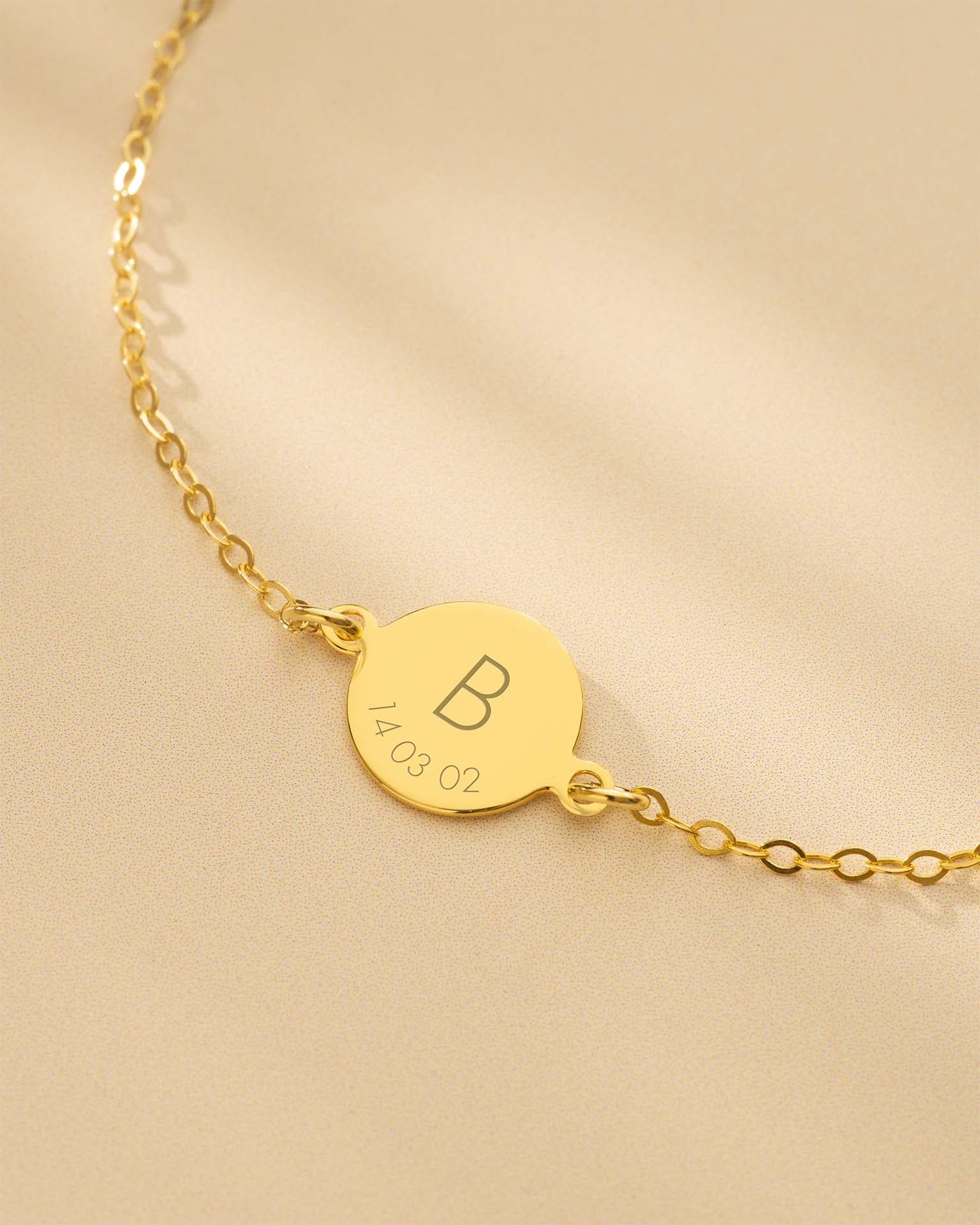 Gold Initial and Date Personalised Bracelet