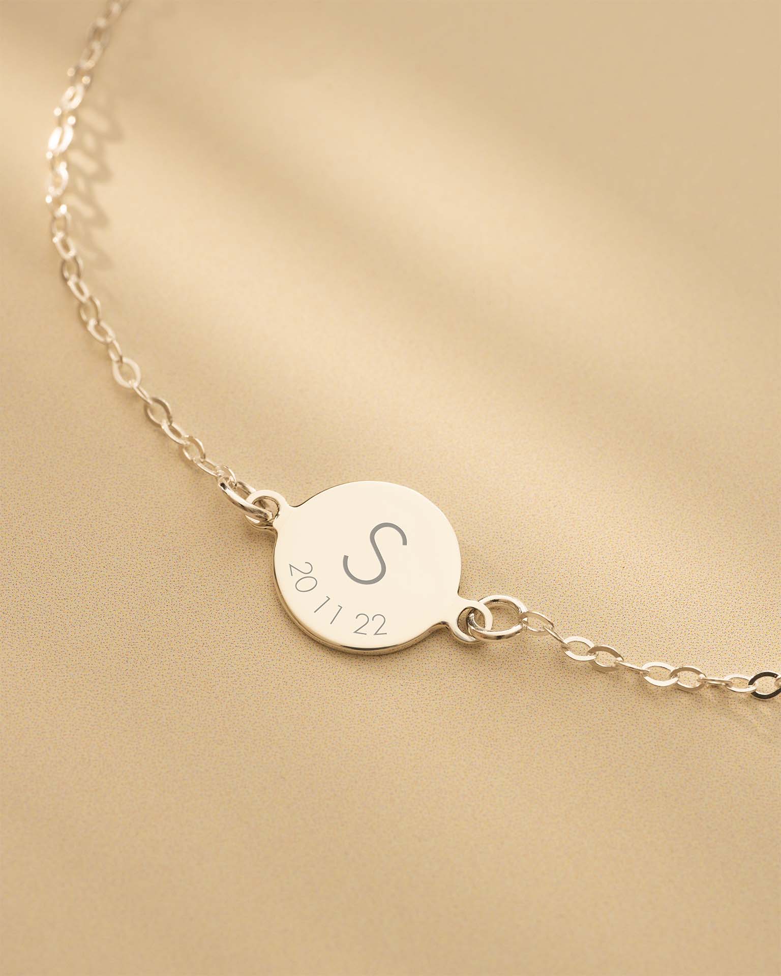 Silver Initial and Date Personalised Bracelet
