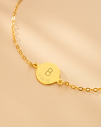 Gold Initial and Date Personalised Bracelet