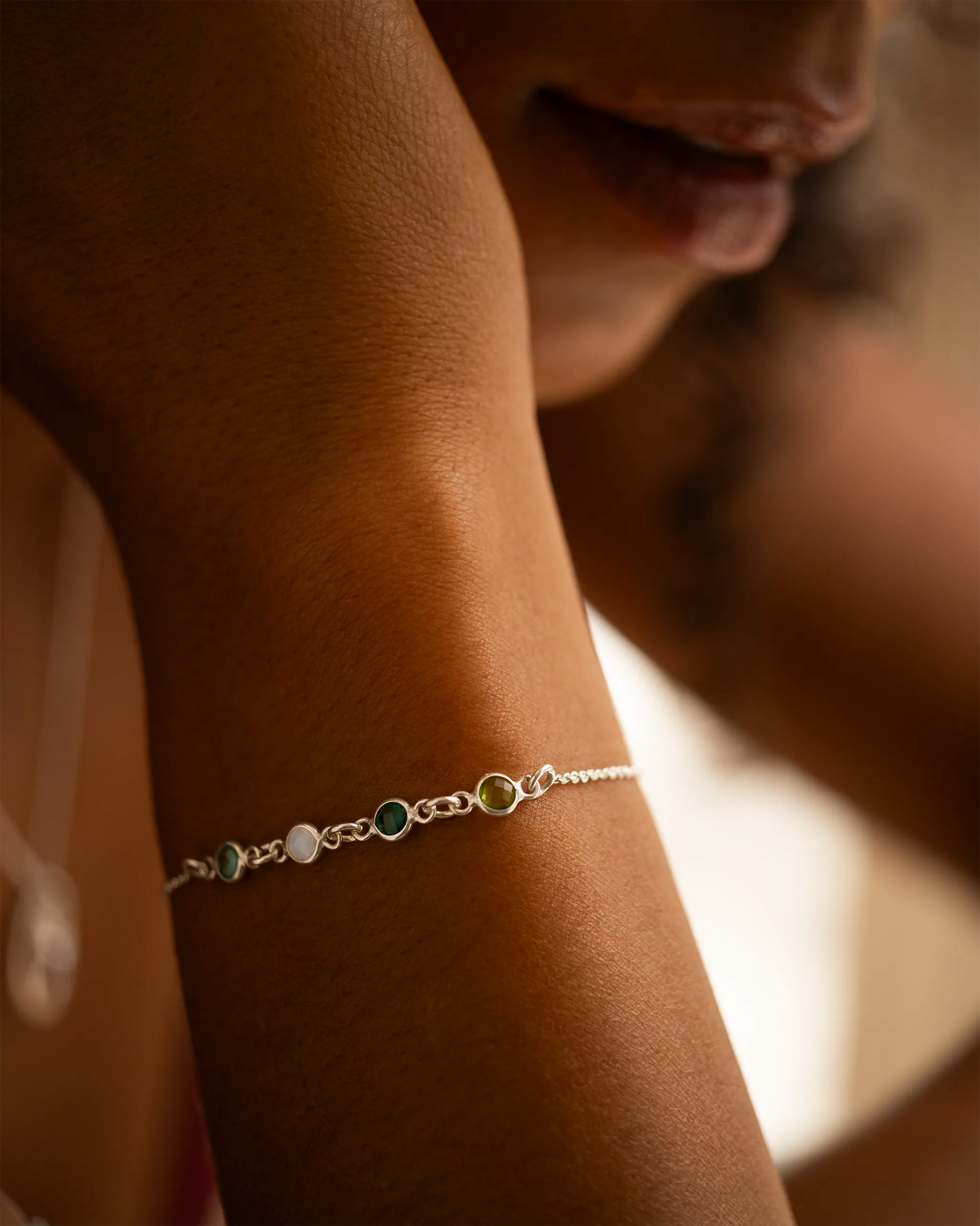 Silver Family Mini Birthstone Personalised Slider Bracelet
