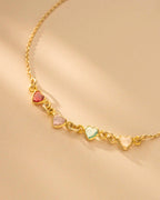 Gold Family Heart Birthstone Personalised Bracelet