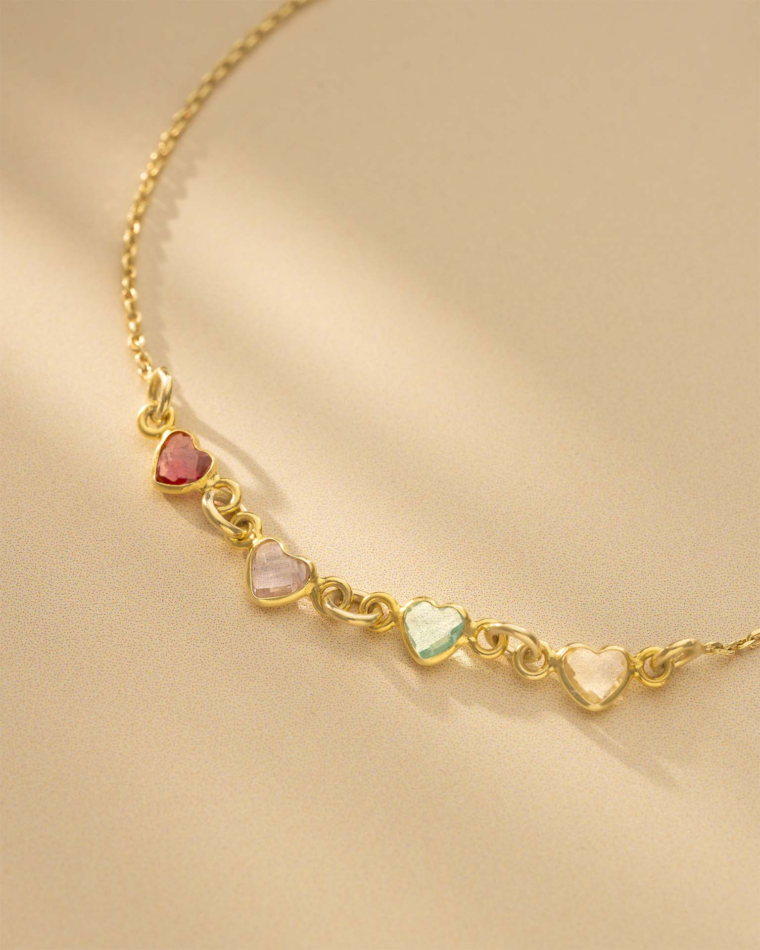 Gold Family Heart Birthstone Personalised Bracelet