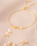Gold Birth Flower and Birthstone Personalised Slider Bracelet