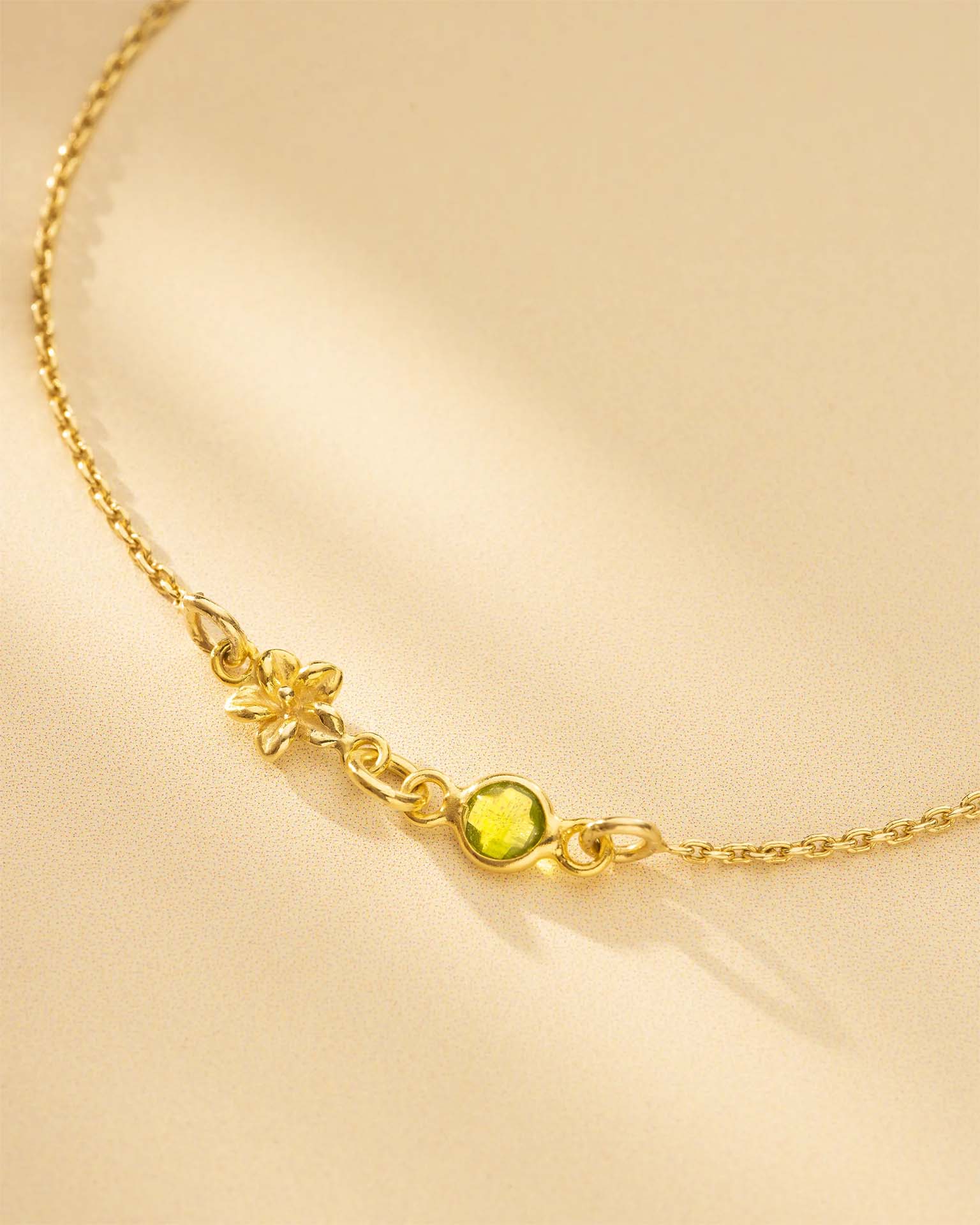 Gold Birth Flower and Birthstone Personalised Slider Bracelet