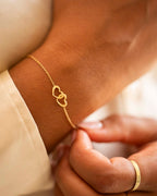 Gold Infinity Heart Personalised Slider Bracelet