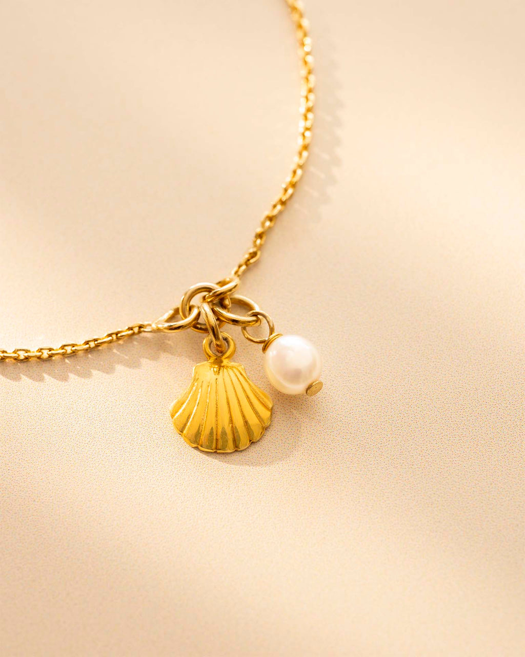 Gold Seashell and Pearl Personalised Slider Bracelet