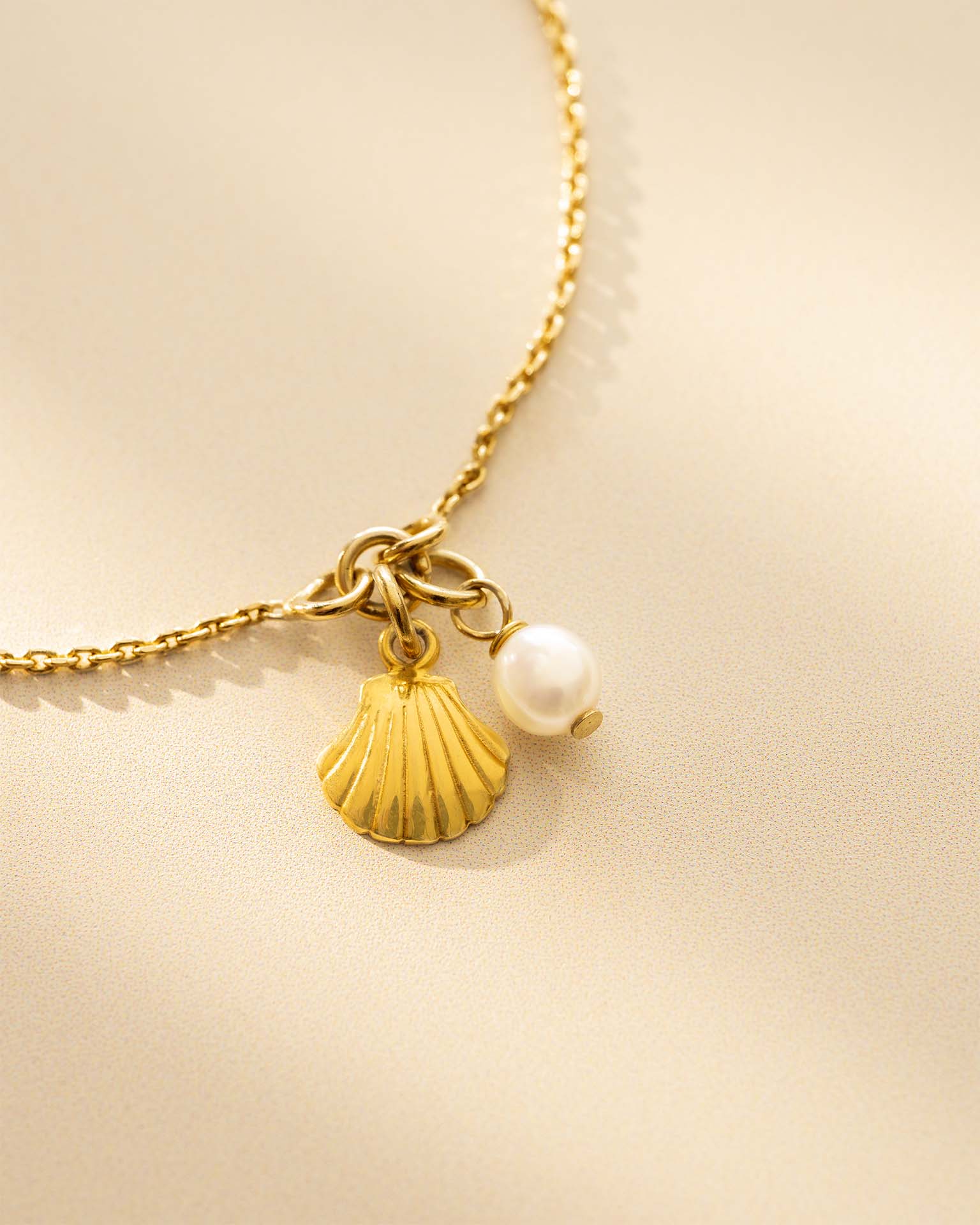 Gold Seashell and Pearl Personalised Slider Bracelet