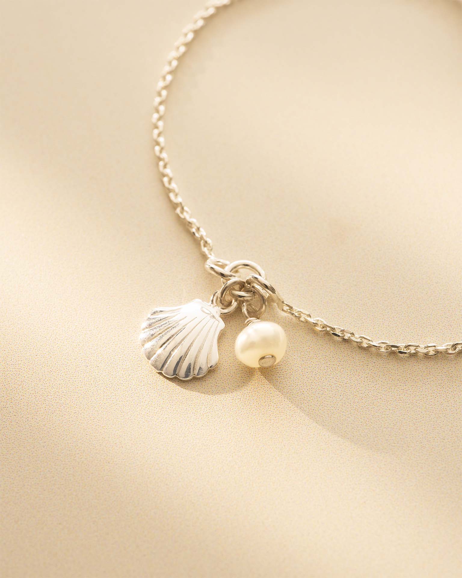 Silver Seashell and Pearl Personalised Slider Bracelet