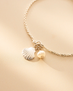 Silver Seashell and Pearl Personalised Bracelet