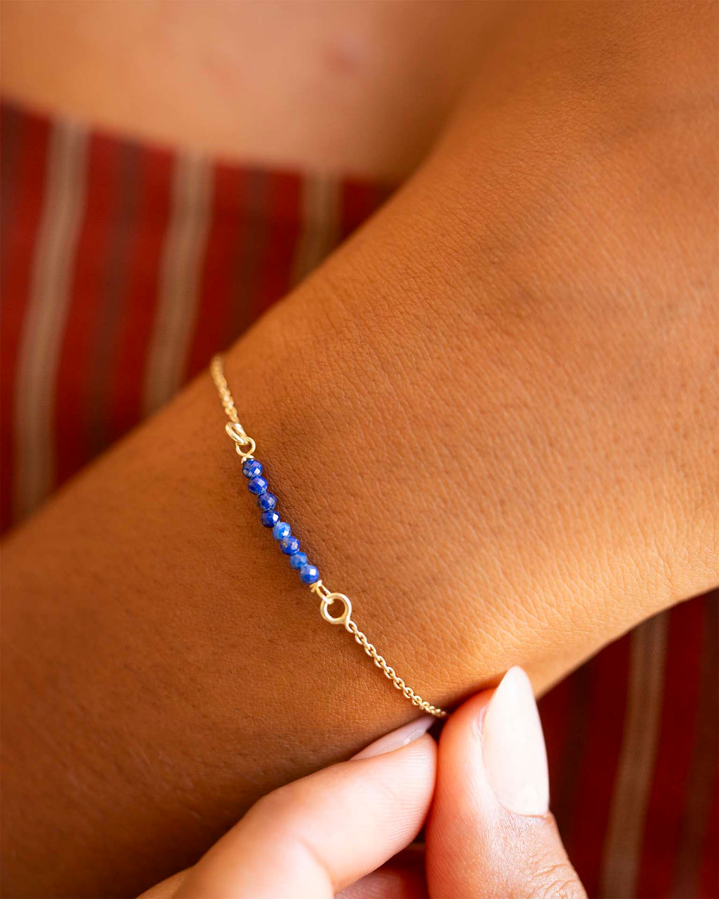 Gold Semi-Precious Birthstone Bar Slider Bracelet