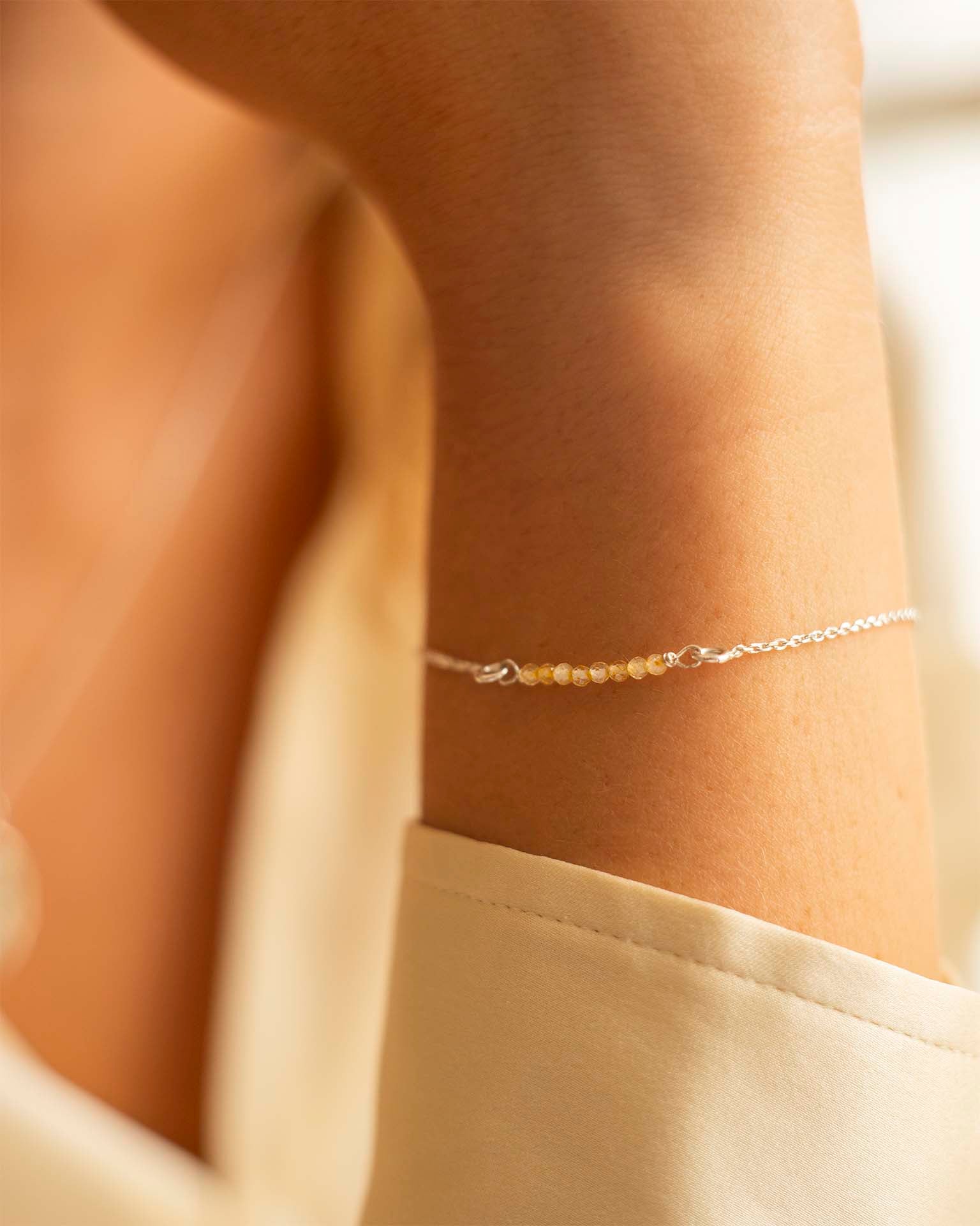 Silver Semi-Precious Birthstone Bar Slider Bracelet