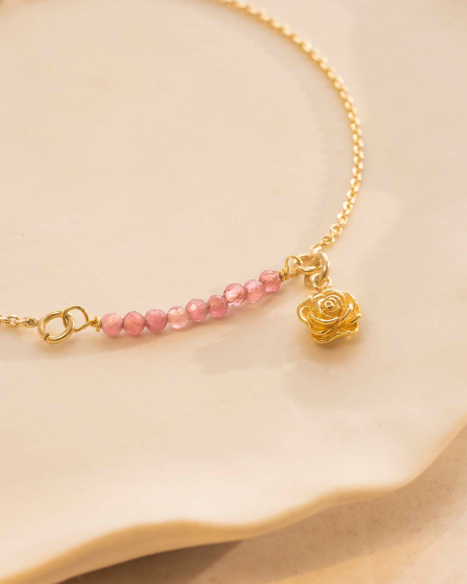 Gold Semi-Precious Birthstone Bar Birth Flower Pendant Slider Bracelet