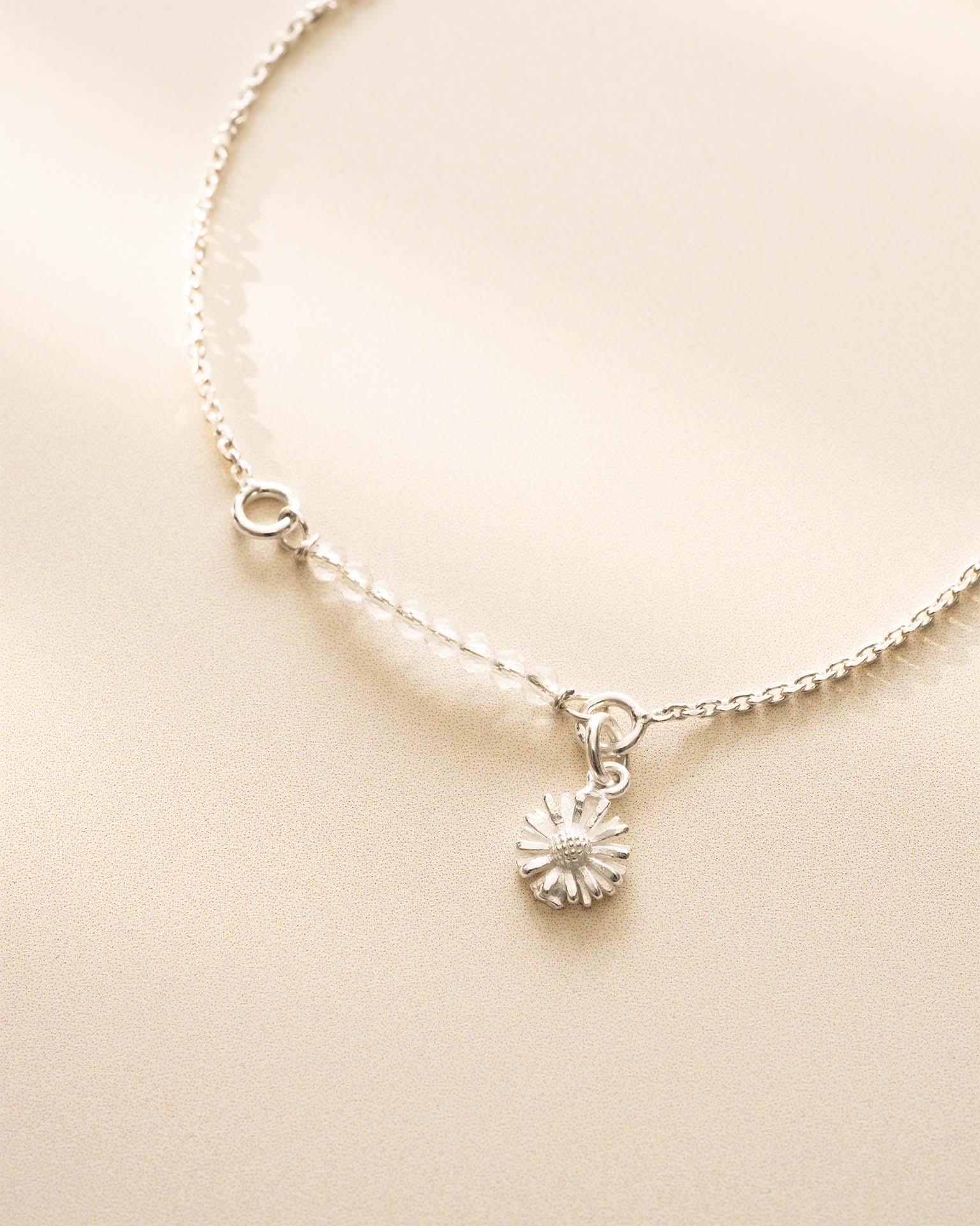 Silver Semi-Precious Birthstone Bar Birth Flower Pendant Slider Bracelet