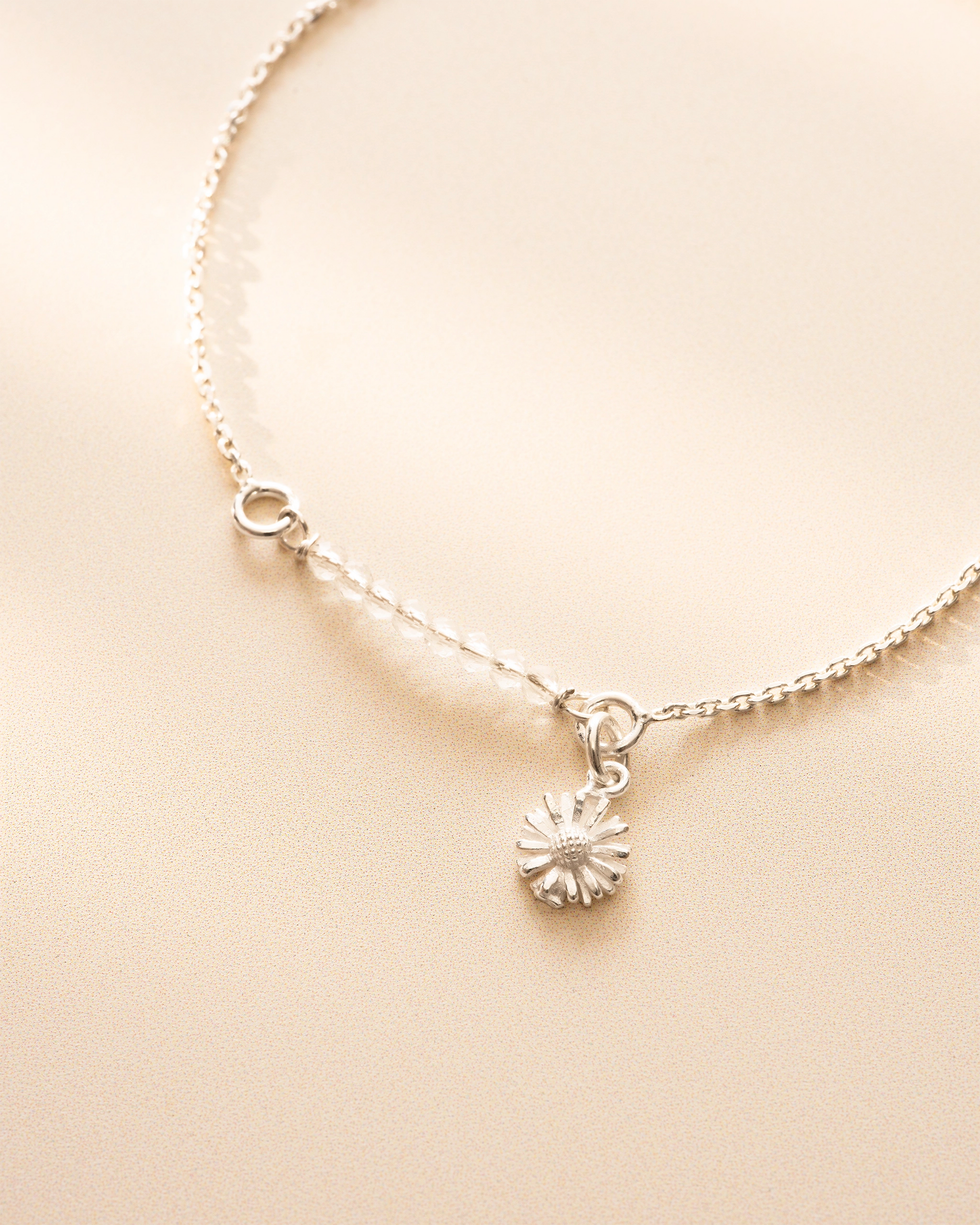 Silver Semi-Precious Birthstone Bar Birth Flower Pendant Slider Bracelet