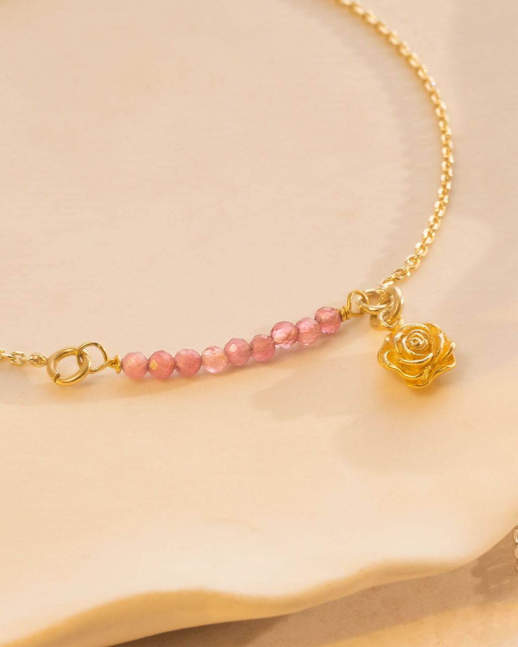 Gold Semi-Precious Birthstone Bar Birth Flower Pendant Slider Bracelet