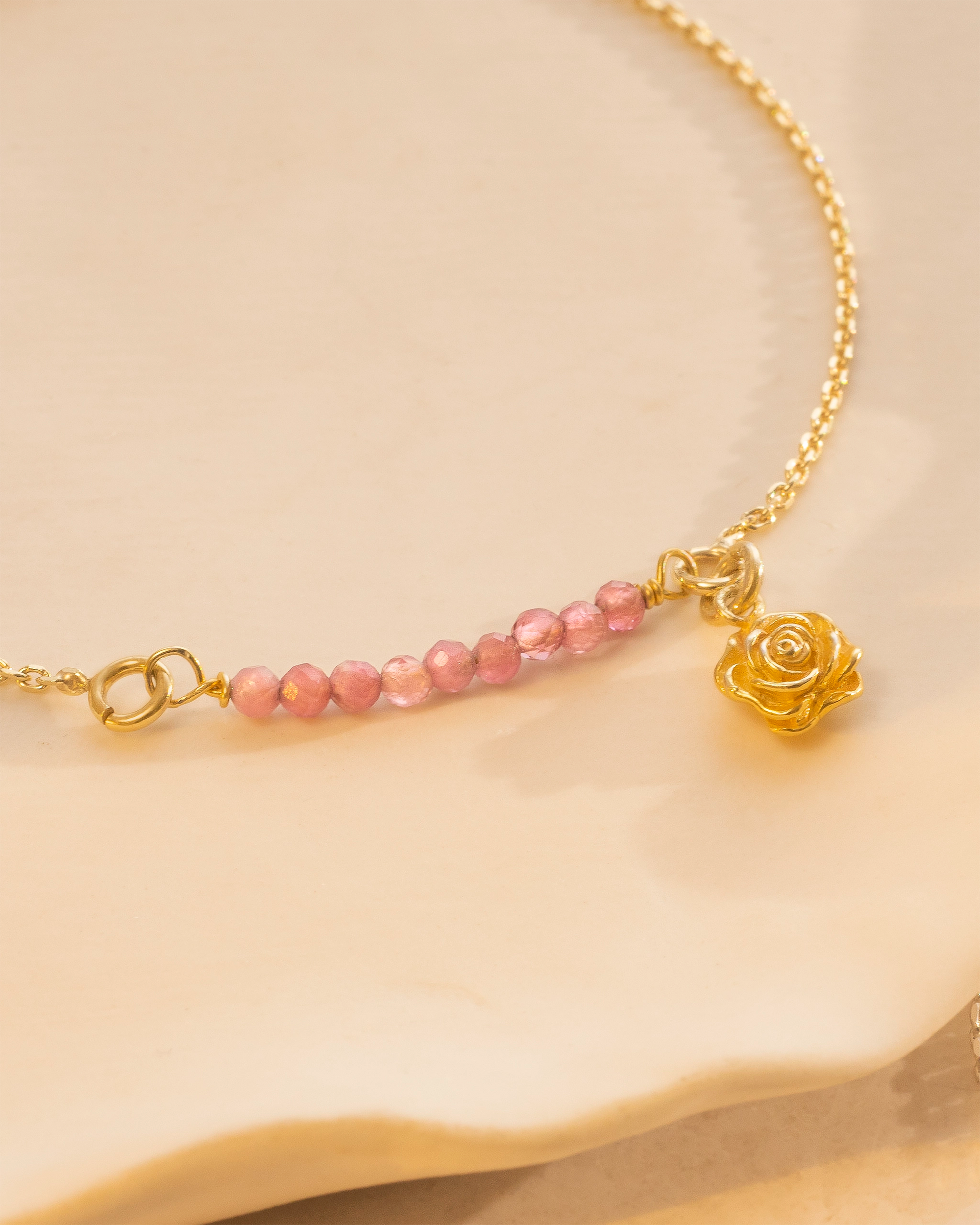 Gold Semi-Precious Birthstone Bar Birth Flower Pendant Slider Bracelet