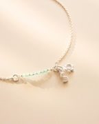 Silver Semi-Precious Birthstone Bar Letter and Birth Flower Slider Bracelet
