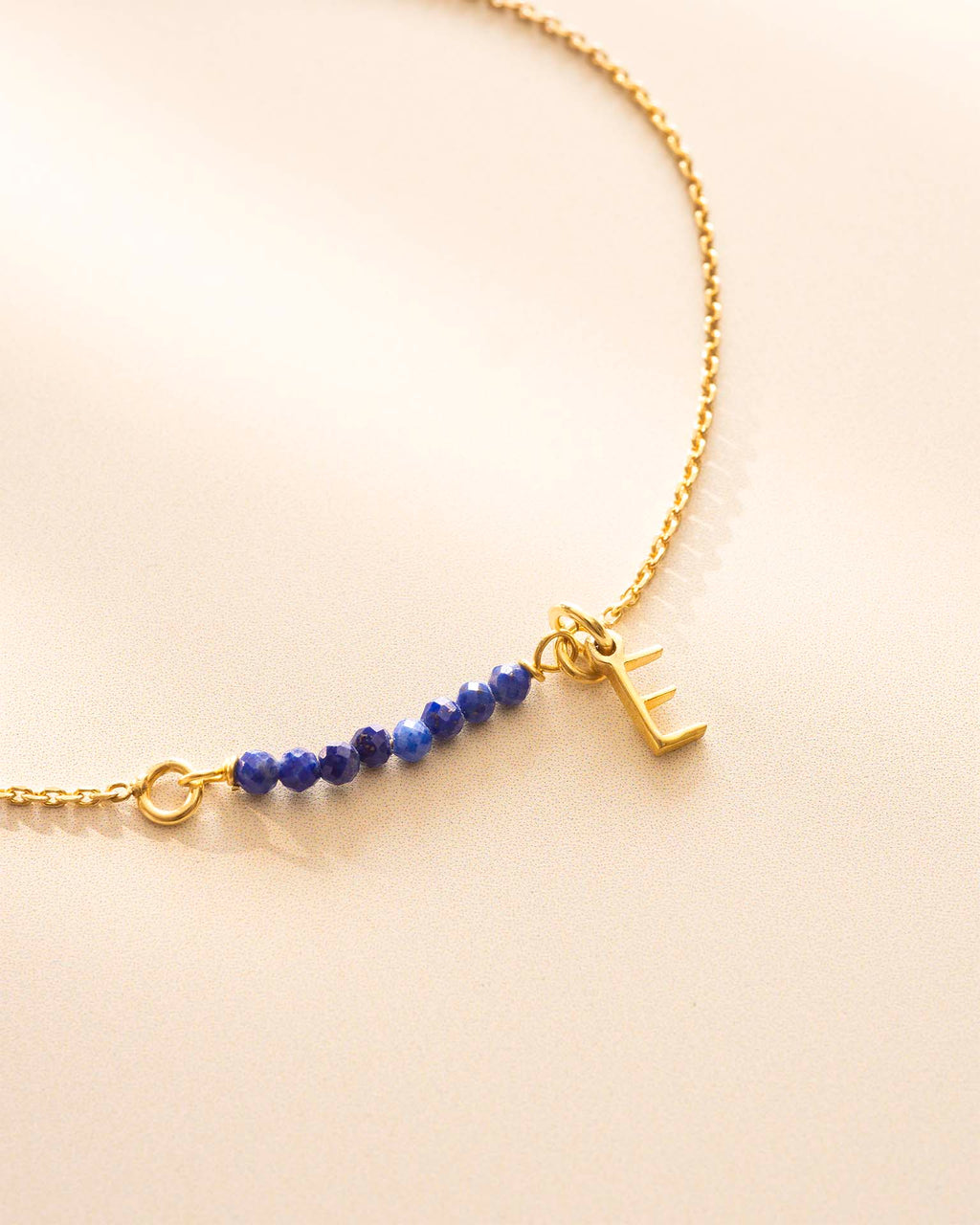 Gold Semi-Precious Birthstone Bar Letter Slider Bracelet