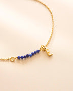 Gold Semi-Precious Birthstone Bar Letter Slider Bracelet