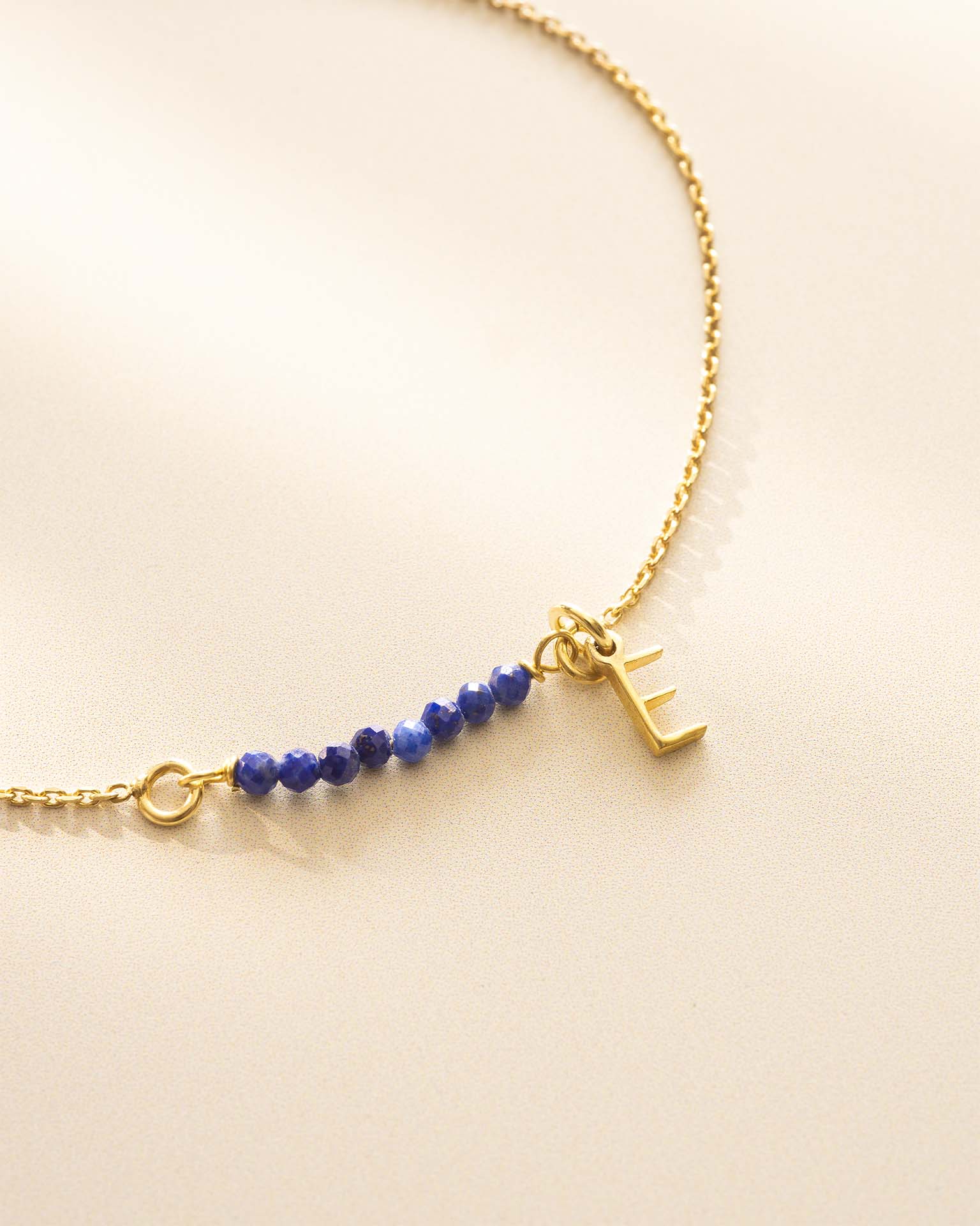 Gold Semi-Precious Birthstone Bar Letter Slider Bracelet